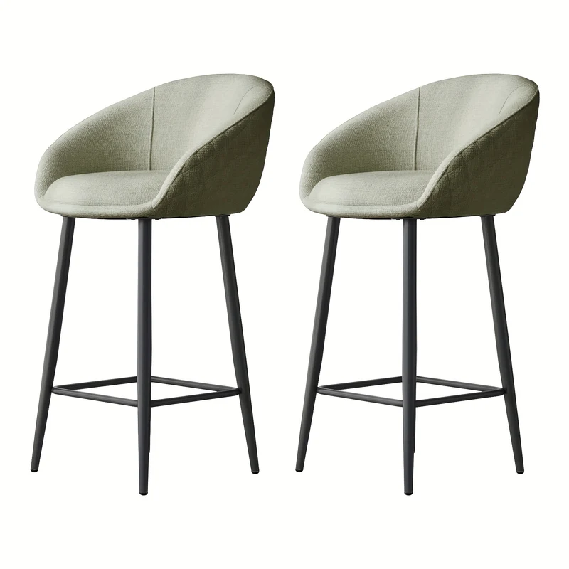 Barstoel – Barkruk – Barstoel Kruk – Barstoelen – Barkrukken Set van 2 – Zonder Armleuning – Zithoogte Barkruk – Met Voetsteun – Stabiel Frame – Comfortabele Gevoerde Zitting - Groen