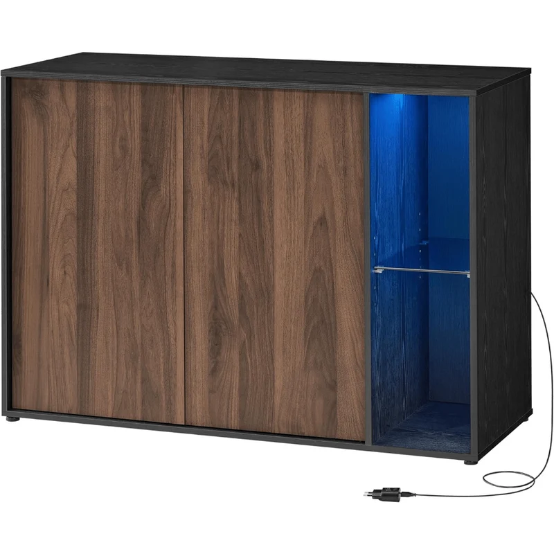 Dressoir – Sidetable – Opbergmeubel – TV-Meubel – Kast – Natuurlijk Walnoot – Snel En Gereedschapsloos Te Monteren – Verstelbare Planken Met RGB-Verlichting