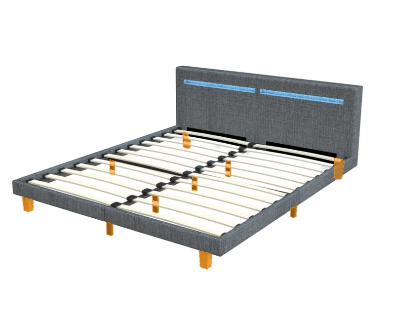 Bedframe Queen – Bedbodem – Tweepersoonsbed – Platformbed – Lattenbodem – Met Metaal En Hout – 180x200 cm – Draagkracht 360 kg
