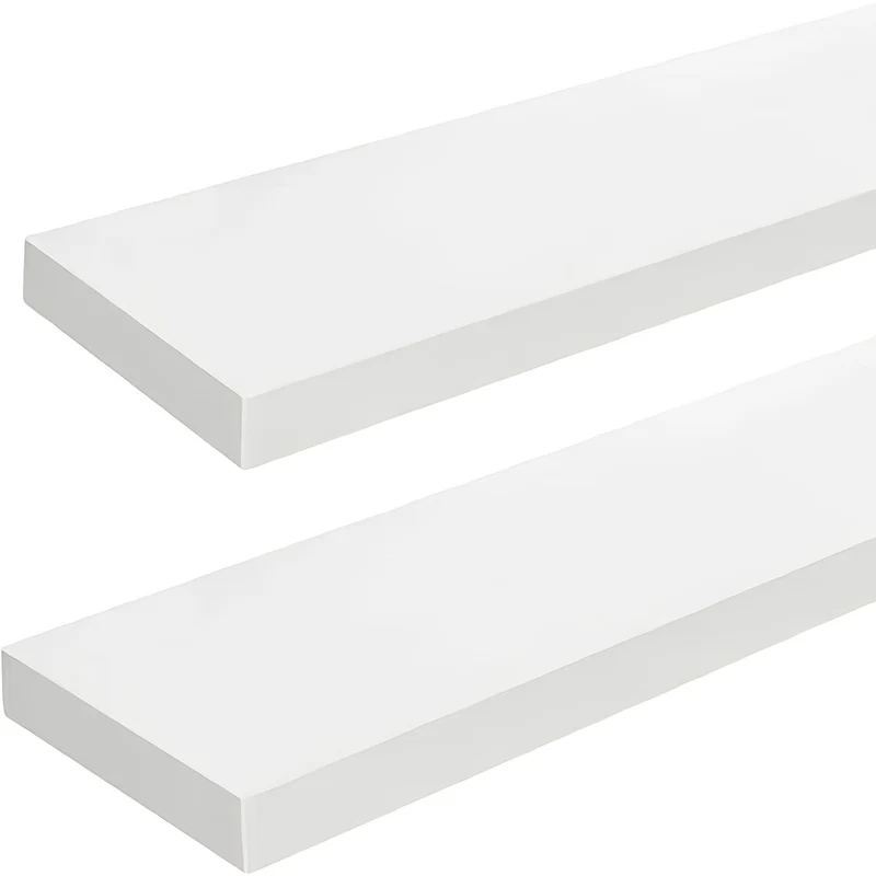 Zwevende Wandplank – Muurplank – Hangplank – Wandrek – Opbergplank – 2 Stuks Wit 60 cm – MDF Lakafwerking – Draagvermogen 3-5,5 kg