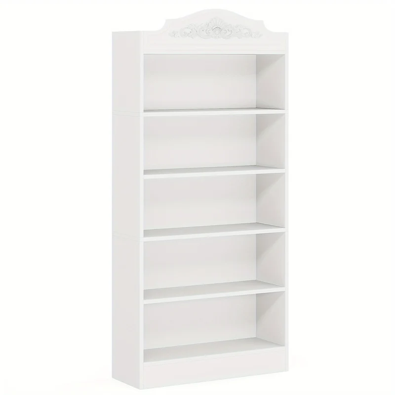 Boekenkast – Boekplank – Boekenrek – Opbergkast – Boekenschap – Slank en Ruim – 185 cm Hoog – 5 Stevige Planken – Houten Constructie – Wit