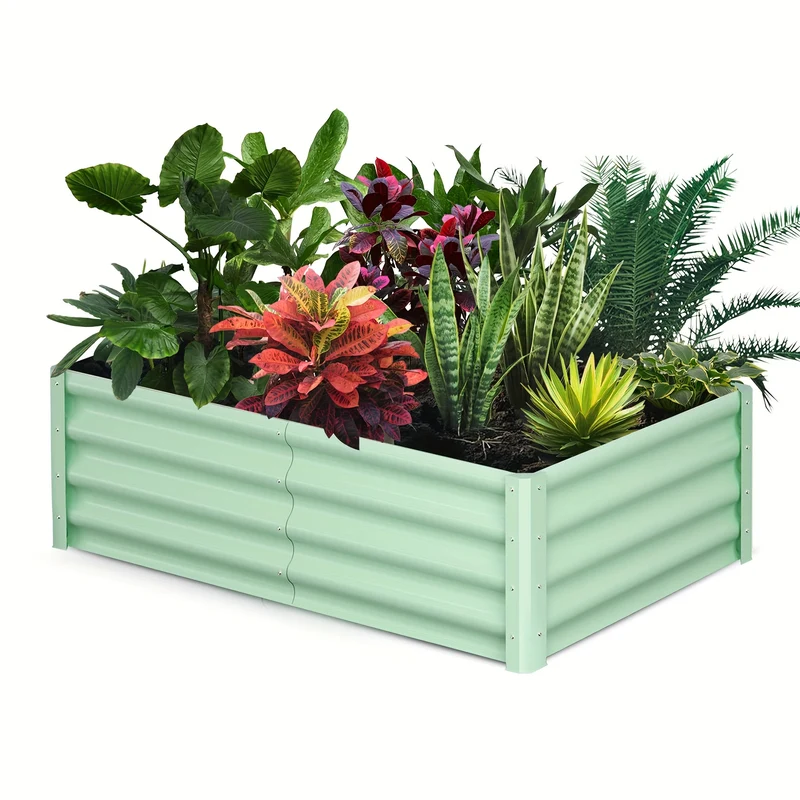 Galvanized Raised Garden Bed - Outdoor Rectangular Metal Planter for Vegetables, Flowers & Herbs, 182.88x91.44x60.96cm