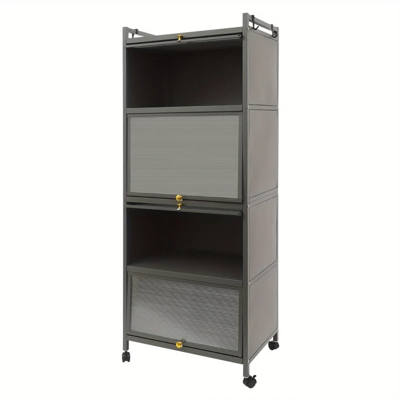 Opbergkast – Opbergrek – Stellingkast – Kast – Opbergmeubel – 5-laags – Carbonstaal & Kunststof – Extra Hoog Met Remwielen