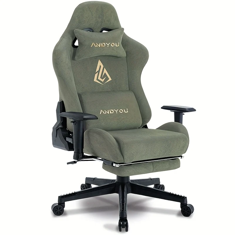 Gamingstoel – Gamestoel – Gaming Chair – Bureaustoel – Game Stoel – Ergonomisch Design – Verstelbare Rugleuning & Voetensteun – Premium Kunstleer – Met Metalen Frame – Groen