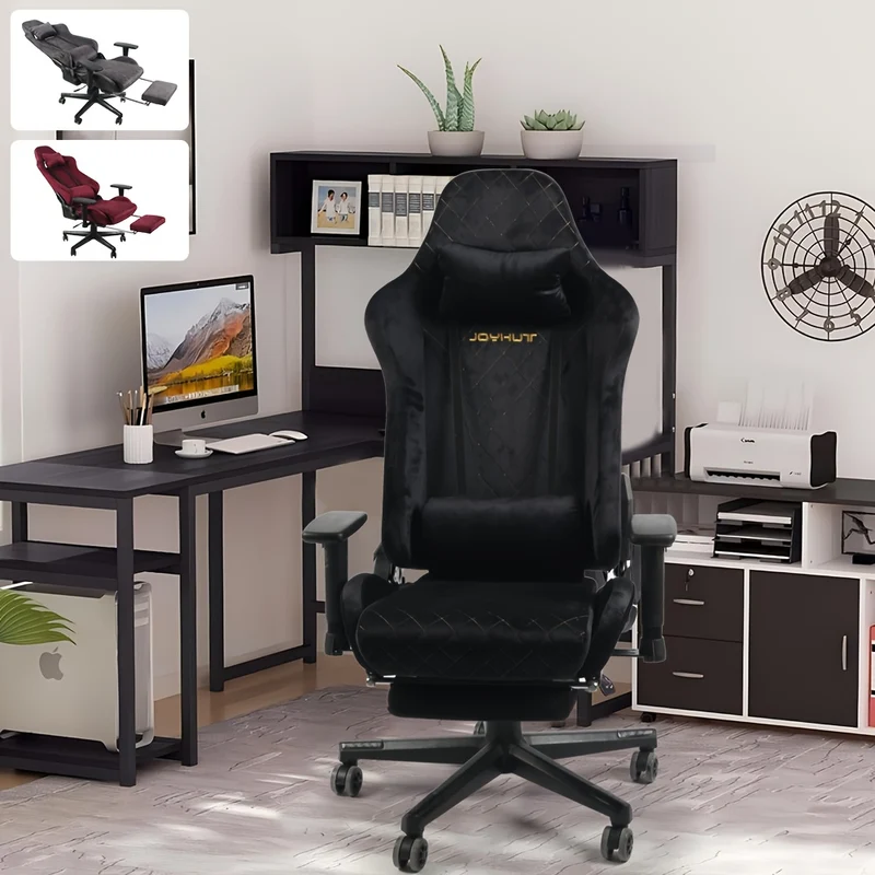 Gamingstoel – Gamestoel – Gaming Chair – Game Stoel – Bureaustoel – Ergonomisch Design – Verstelbare Hoogte 8cm – Met Voetensteun – Vintage Flannel
