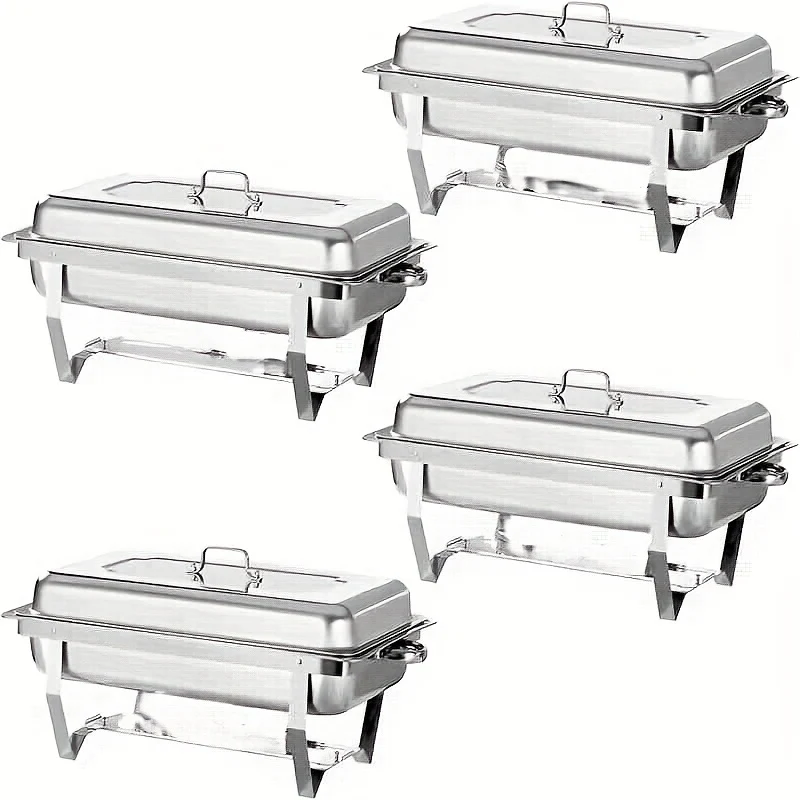 Warmhoudplaat – Buffetwarmer – Chafing Dish – Warmhoudschaal – Rechaud – 4-Pack – RVS 408 Voedselveilig – 9 Liter Inhoud