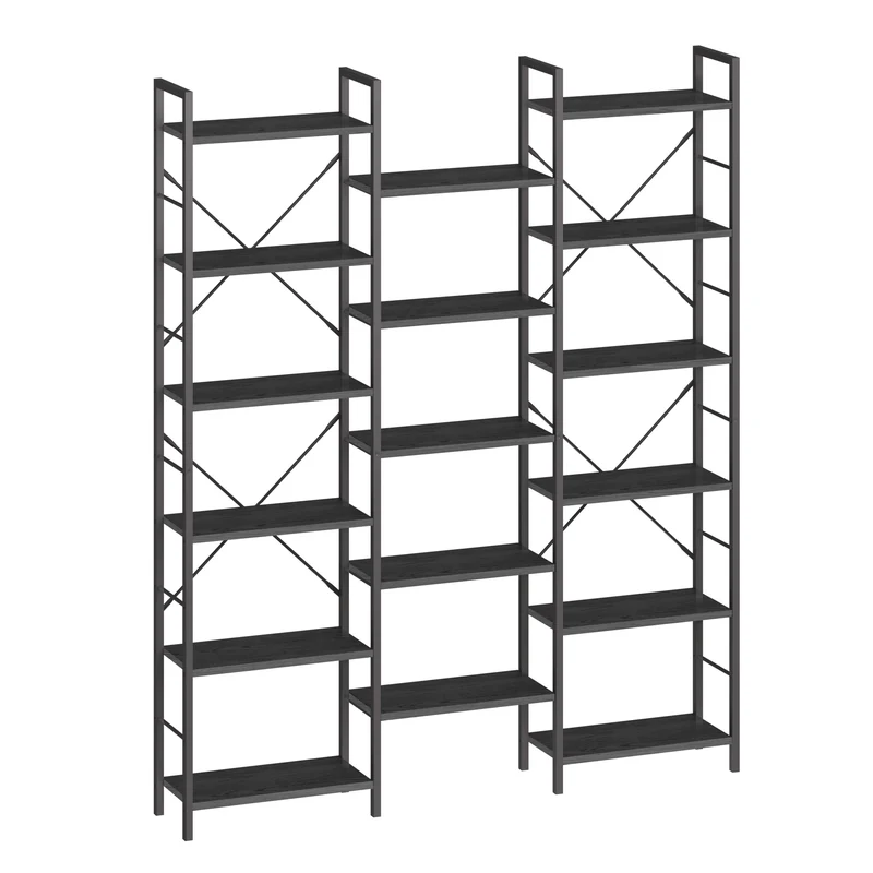 Boekenkast – Boekenrek – Opbergkast – Vakkenkast – Stellingkast – 17 Planken – 340 kg Draagvermogen – Verstelbare Hoogte – Zwart