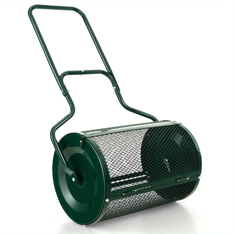 Meststrooier – Compostverspreider – Strooiwagen – Gazonstrooier – Tuinstrooier – Metalen Mesh Mand – 75 Liter Inhoud – Lichtgewicht Poedercoating