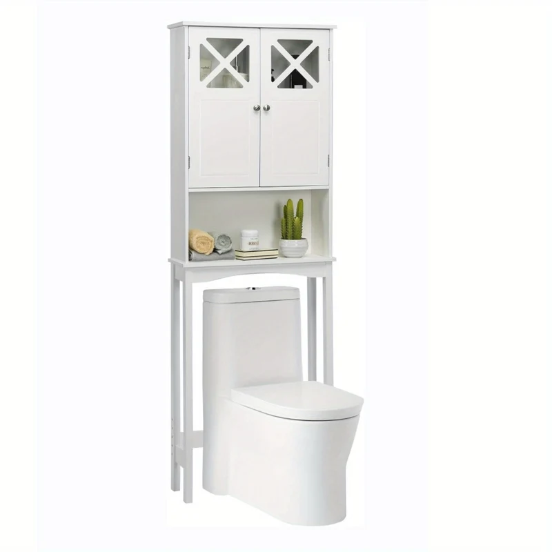Toiletkastje – Badkamerkastje – WC Kastje – Toiletmeubel – Hangkast – Ruimtebesparend – Gehard Glas – Anti-Kantel Ontwerp