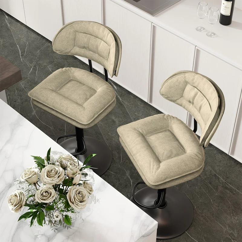 Barkrukken – Barstoelen – Barkrukken Set – Barstoelen Met Rugleuning – Keukenstoelen – Ergonomisch Ontwerp – Hoogte Verstelbaar Met Kunstleren Bekleding