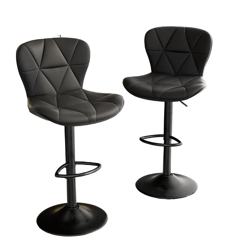 Barstoel – Barkruk – Barkrukken – Barstoelen – Keukenstoel – Verstelbaar – Zwart Kunstleer Met Memory Foam