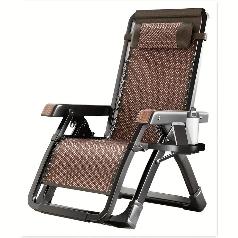 Relaxstoel – Fauteuil – Ligstoel – Leesstoel – Inklapbare Stoel – Verstelbare Rugleuning 0-170° – Draagkracht 300 kg – Inclusief Hoofdkussen – Zwart of Bruin