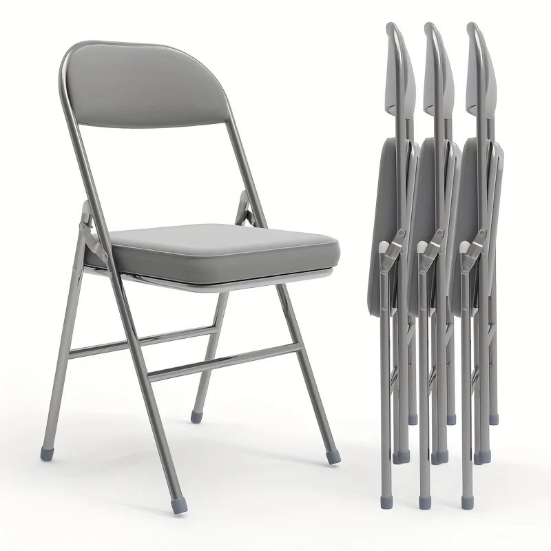 Set van 4 Eetkamerstoelen – Grijs Kunstleer met Comfortabele Bekleding – Stijlvol en Duurzaam Ontwerp voor Restaurant, Keuken, Woonkamer of Conferentieruimte