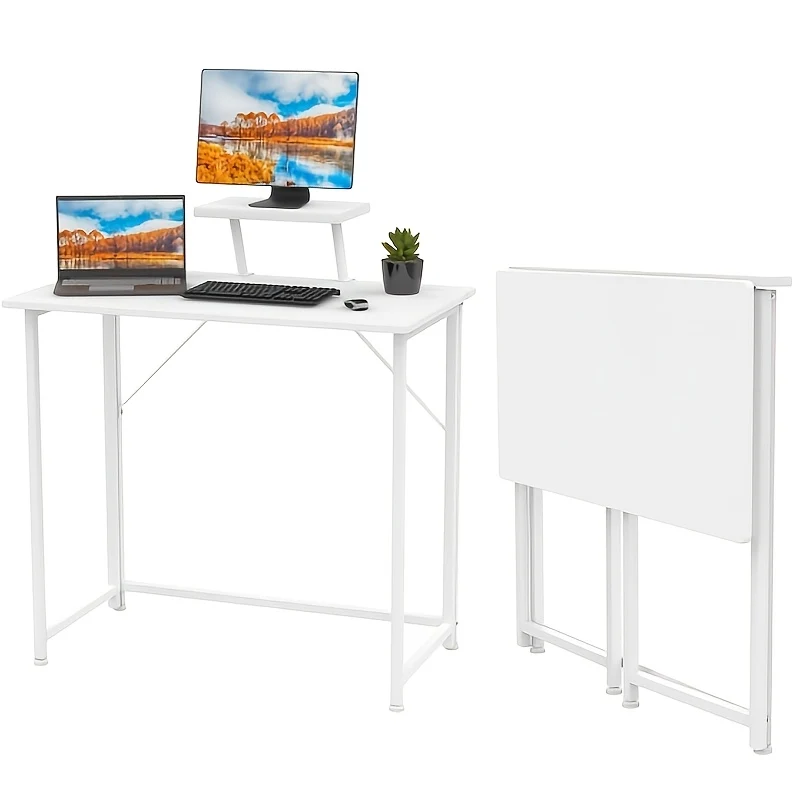 Bureaublad – Bureau – Werkplek – Computerbureau – Kantoorbureau – Ergonomisch Design – Inklapbaar – 80x45x74 cm – Stevig Metalen Frame