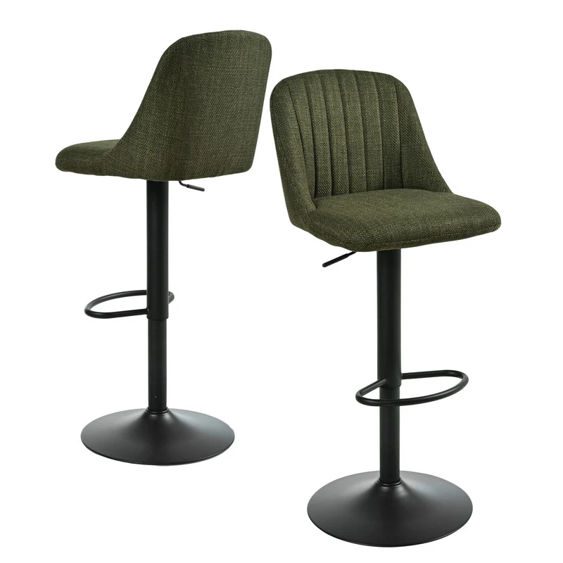 Goeurvant Modern 360° Swivel Bar Stool with Adjustable Height and Metal Base, Linen or Velvet Upholstery, Dining Counter Seat, Home Bar Furniture, Upholstered Swivel Stool, Modern Bar Chair, Minimalist Aesthetic, Rustic Styl