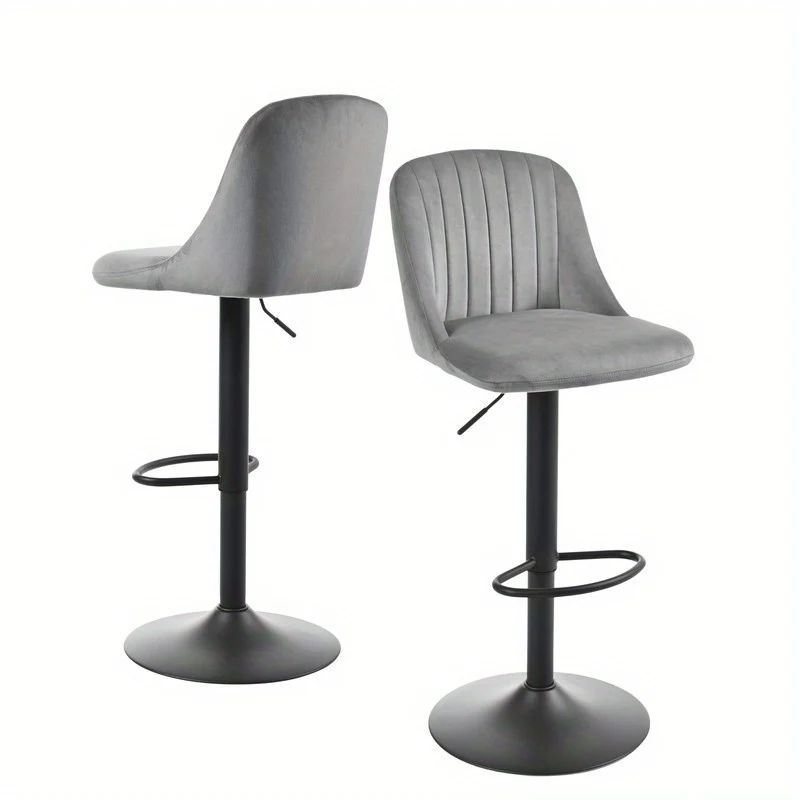 Goeurvant Modern 360° Swivel Bar Stool with Adjustable Height and Metal Base, Linen or Velvet Upholstery, Dining Counter Seat, Home Bar Furniture, Upholstered Swivel Stool, Modern Bar Chair, Minimalist Aesthetic, Rustic Styl