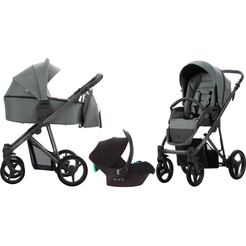 3‑in‑1 Multifunctionele Kinderwagen met Autostoel – Wandelwagen, Draag‑ & Zitkuip in Eén – Compact & Opvouwbaar