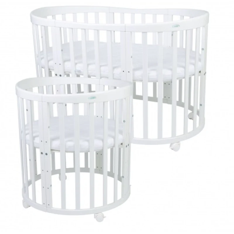 Ledikant – Babybed – Peuterbed – Wieg – Meegroeibed – Ovaal Design – Massief Beukenhout – Inclusief Matras