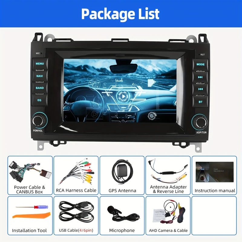 ESSGOO 2G+32GB Android 14 Car Stereo Auto Radio for Benz A/B Class for W169 for W245 for W639 Vito for W906 Sprinter Crafter Viano 7 Inch/17.78cm HD Screen with Wireless Carplayer, Android Auto, GPS NAVI WiFi FM RDS USB SWC M