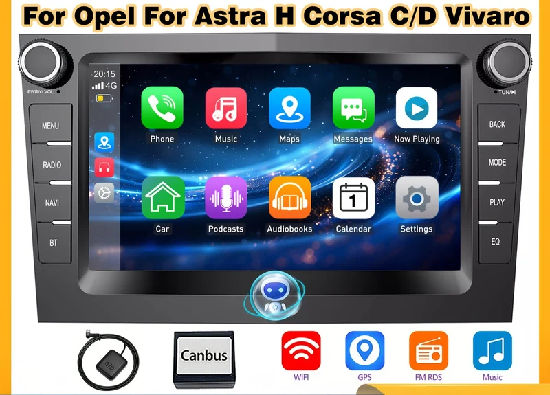 Autoradio – Auto Stereo – Multimedia Speler – 1-DIN Radio – Touchscreen – 7 Inch HD Scherm – Android 14.0 – Draadloos CarPlay & GPS WiFi