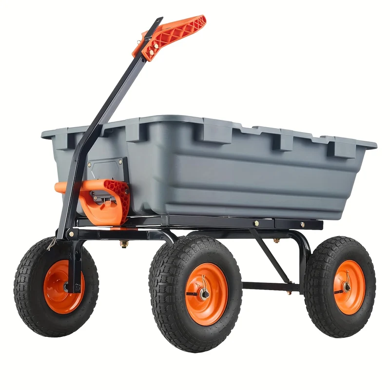 Kruiwagen – Tuinwagen – Tuinkar – Transportwagen – Karretje – 4 Wielen – 180° Verstelbaar Handvat – Kantelbare Bak
