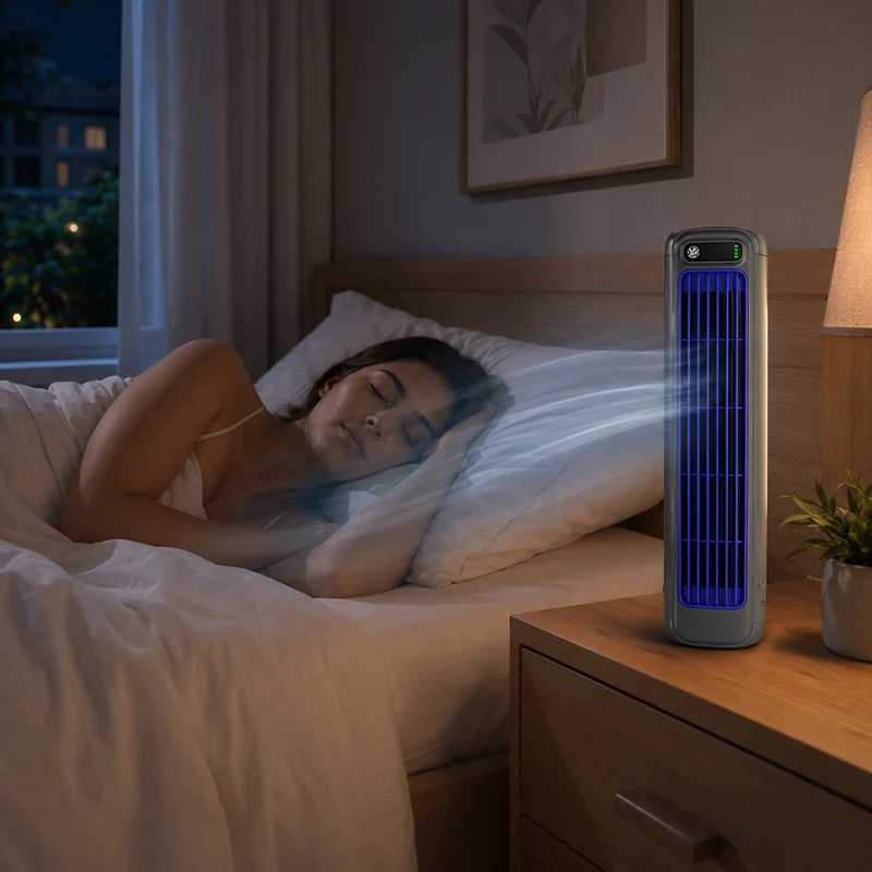 OCS - Draadloze Vibro Aircooler - Oplaadbare Bladloze Ventilator met Wandmontage