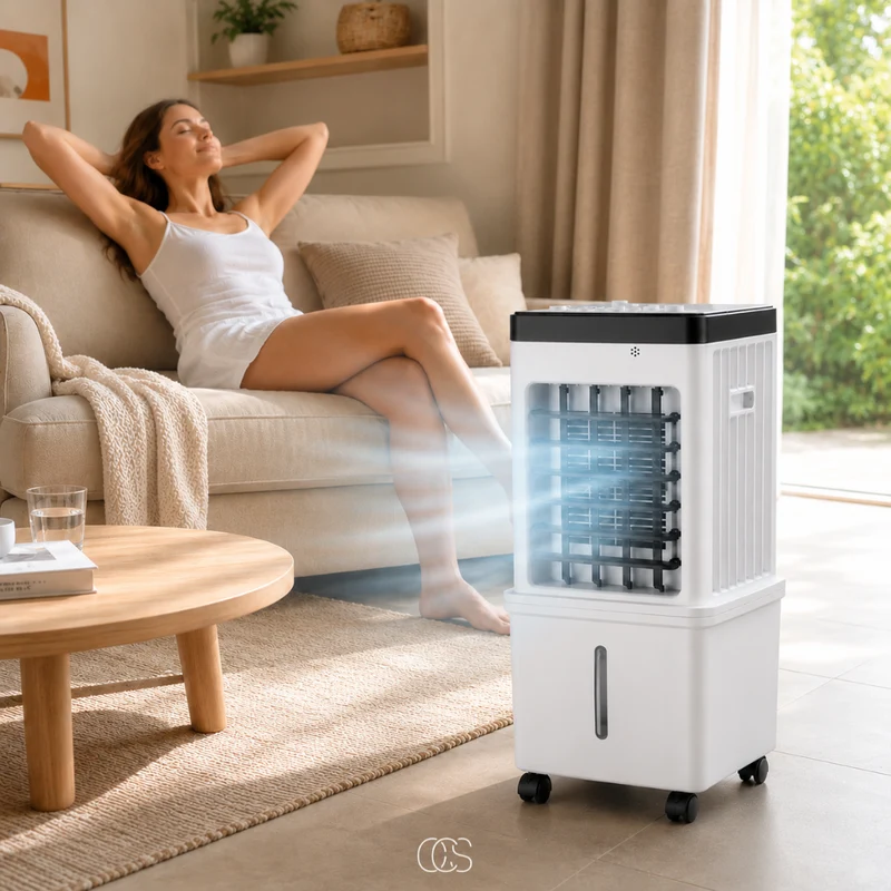 OCS - Mobiele Aircooler - 3-in-1 Luchtkoeler met Waterreservoir, Afstandsbediening & Wielen