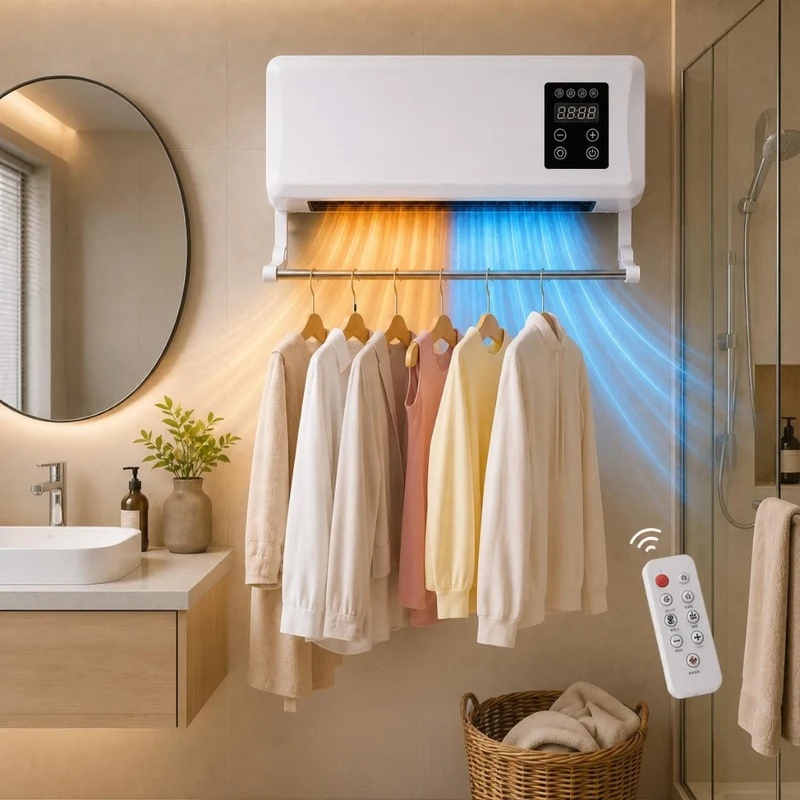 OCS - Wand Aircooler/wandventilator met Verwarming & Droogrek - Met Afstandsbediening