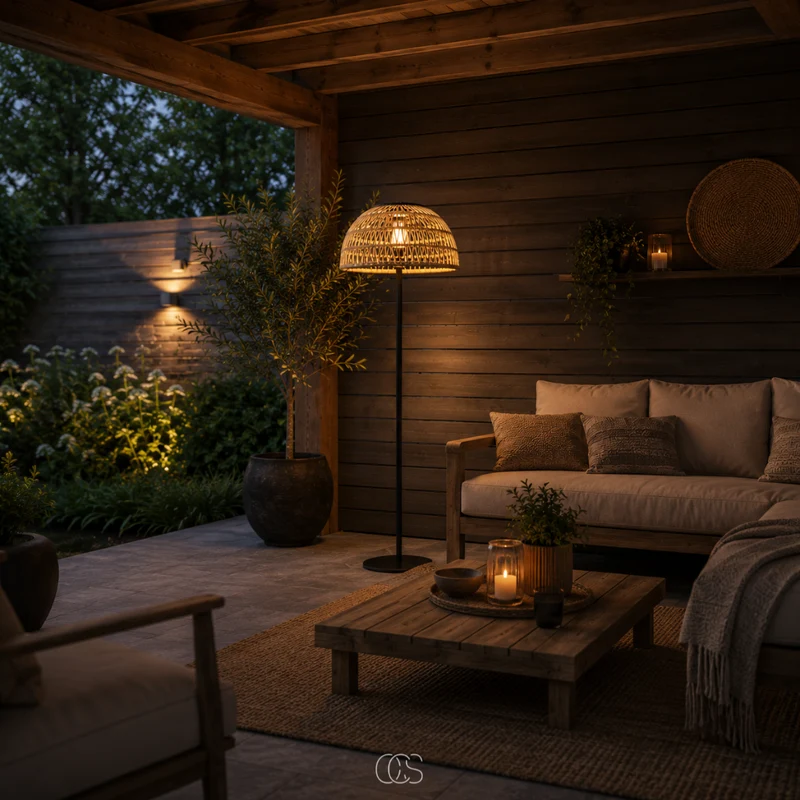 OCS - rotan solar vloerlamp op zonne-energie - draadloos