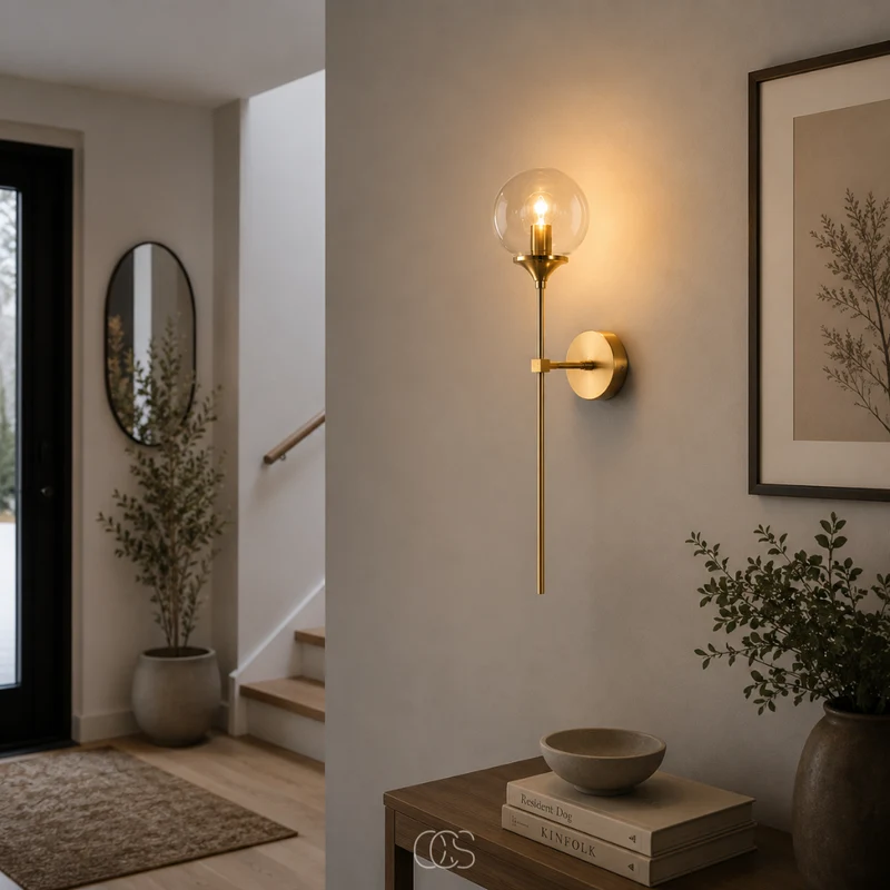 OCS - itoy vintage gouden wandlamp met een glazen bol