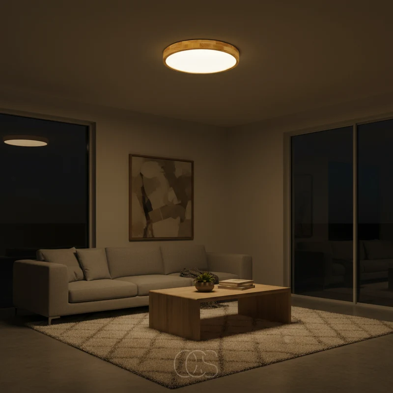 OCS - Houten Plafondlamp Ø40 cm – Warm Beige Design