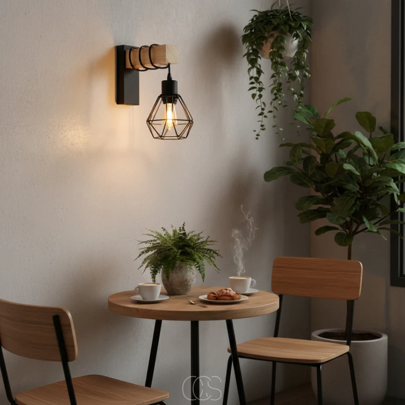 OCS - Industriële Wandlamp Zwart Hout