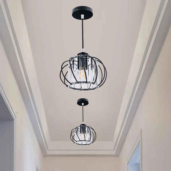 OCS - Nordic Hanglamp met Bolvormig Glas – Zwart Design