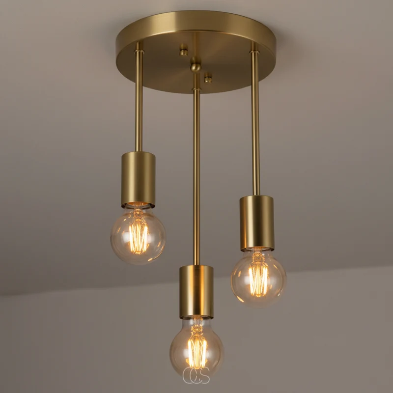 OCS - Dilo industriële gouden plafondlamp - 3-kops