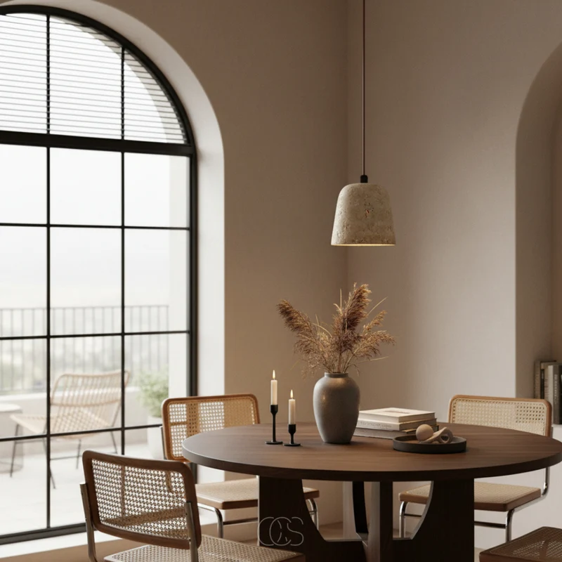 OCS - Xonio Japandi Hanglamp - Hout en Travertijn