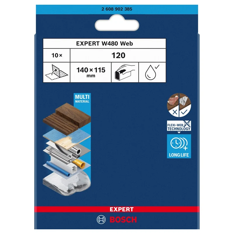 Bosch EXPERT SCHUURVEL WEB W480 G120, 10X