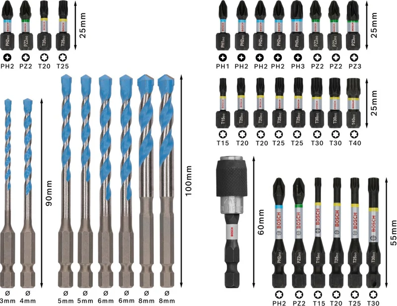 Bosch PRO IMPACT bits+ MC boren 35-delig in Display - 2608522518