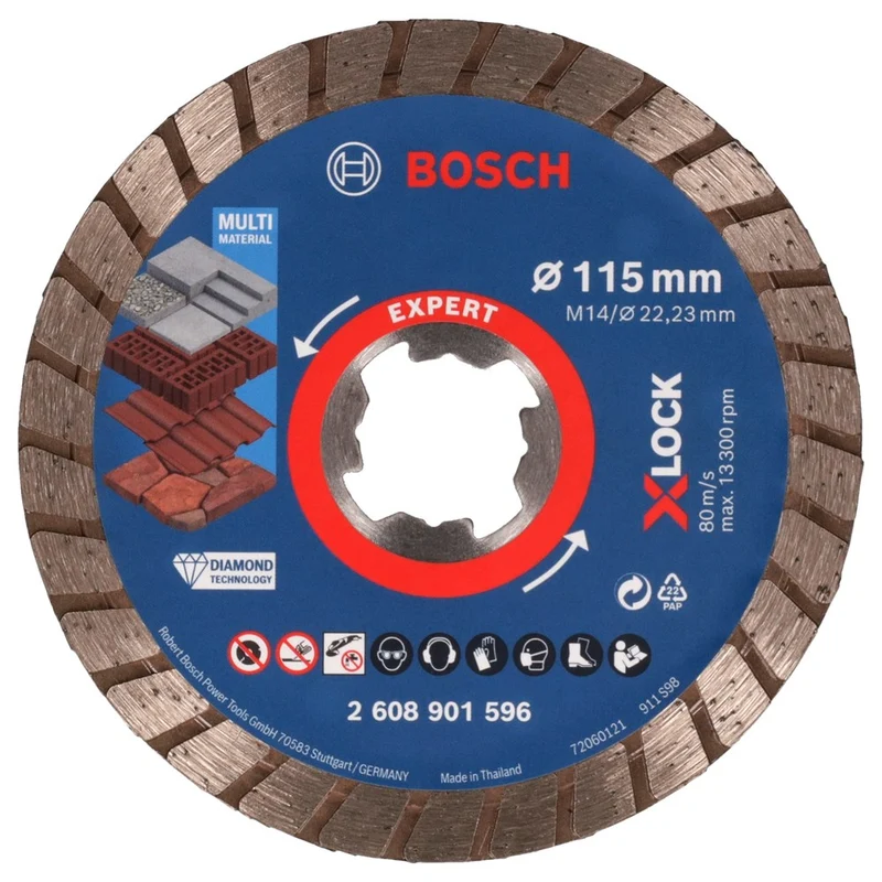 Bosch EXPERT Multimaterial X-Lock Diamantdoorslijpschijf 115x22,23mm - 2608901596