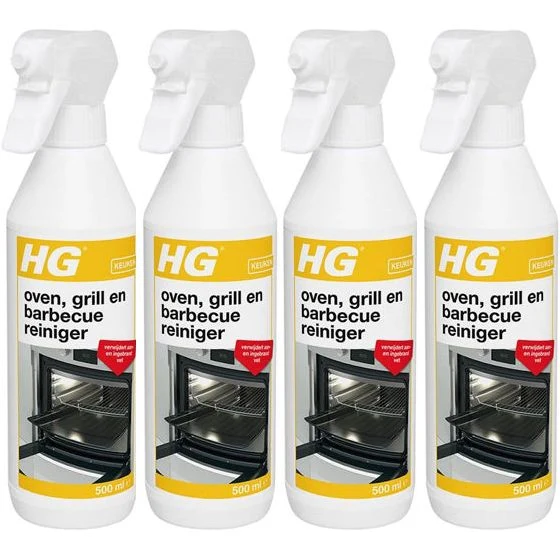 HG oven, grill en barbecuereiniger 500ML - 4 stuks + Gratis KD spons
