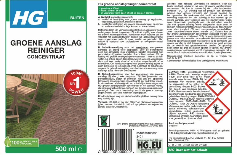 HG groene aanslagreiniger concentraat 500ml 9374N
