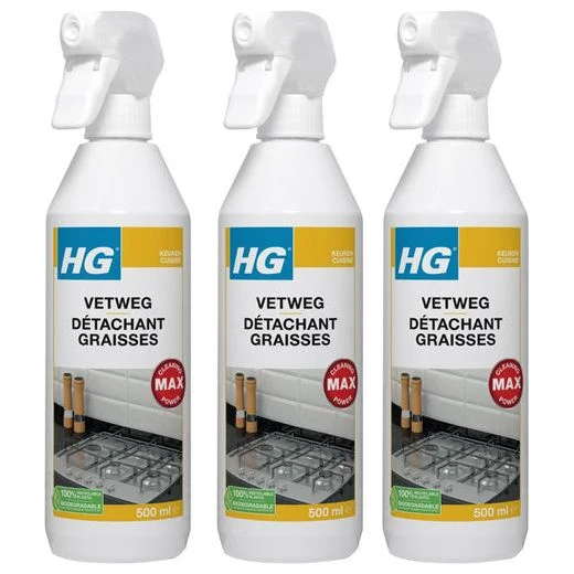 HG vetweg 500ML - 3 stuks + Gratis KD Spons