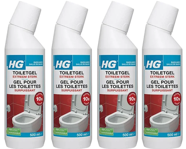 HG toiletgel extra sterk - 4 stuks + Gratis KwastenDiscounter spons