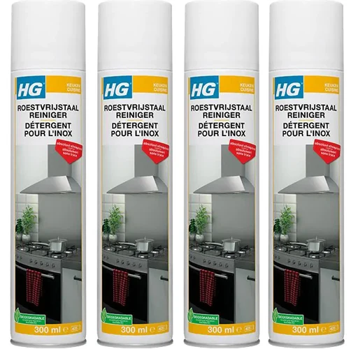 HG roestvrijstaal reiniger - 4 stuks + Gratis KwastenDiscounter Spons