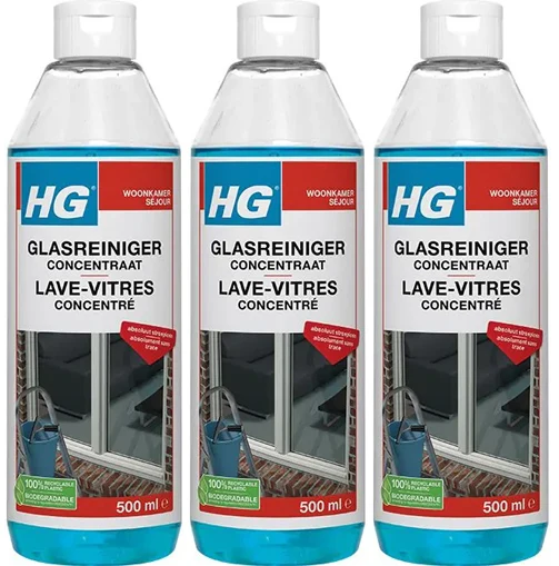 HG glasreiniger concentraat + Gratis KwastenDiscounter spons - 3 stuks