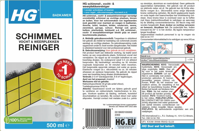 HG Schimmel, Vocht- en Weerplekkenreiniger 9793N