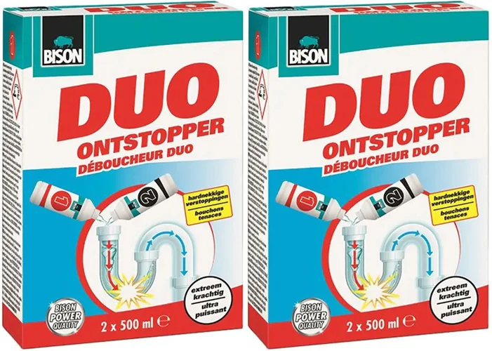 Bison® Ontstopper duo 2x500ml + Gratis KwastenDiscounter spons - 2 stuks