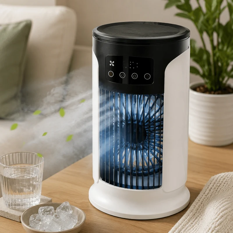 Draagbare Luchtkoeler - 3-in-1 Verkoeler Met LED Nachtlamp