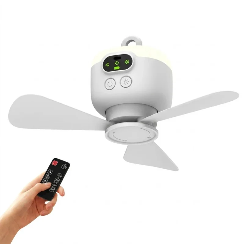 Oplaadbare Draagbare Ventilator met LED en Afstandsbediening - BreezeLite